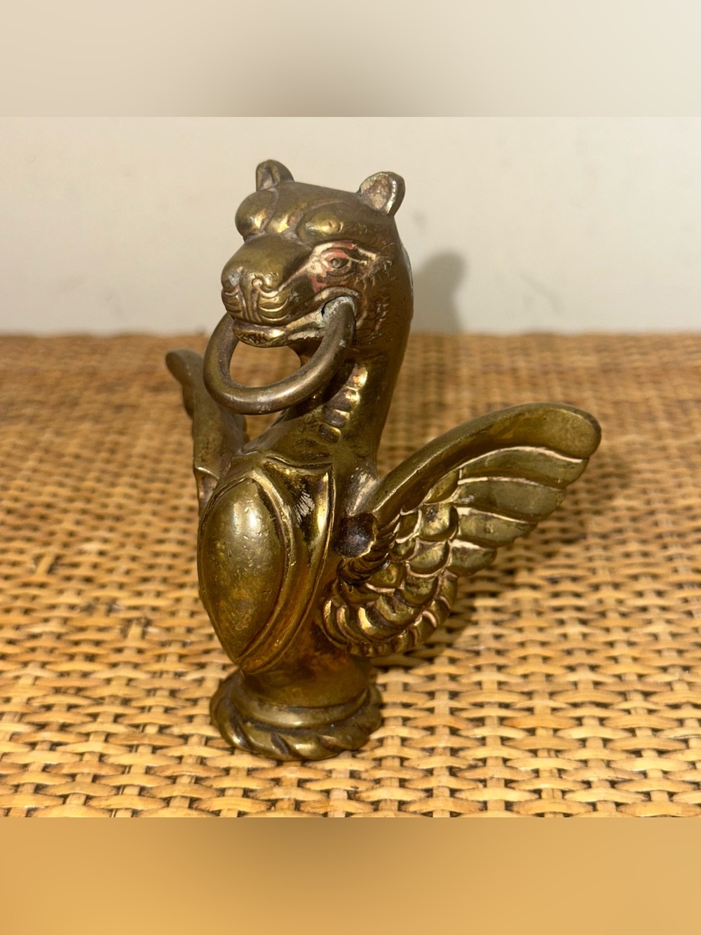 Vintage 1915-1930 Brass Automobile Original Figural Gargoyle Radiator Mascot